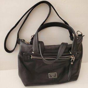 NWT Fossil Dawson Satchel Black Crossbody Purse